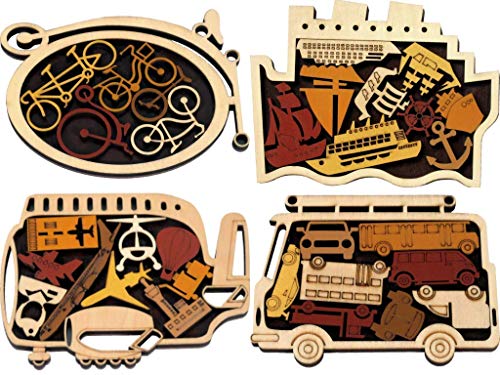Recent Toys 4-Pack Constantin Puzzle Transport Arrangements, Brain Teaser. The Airport, Harbor, Car Park and Bike Shed Puzzles