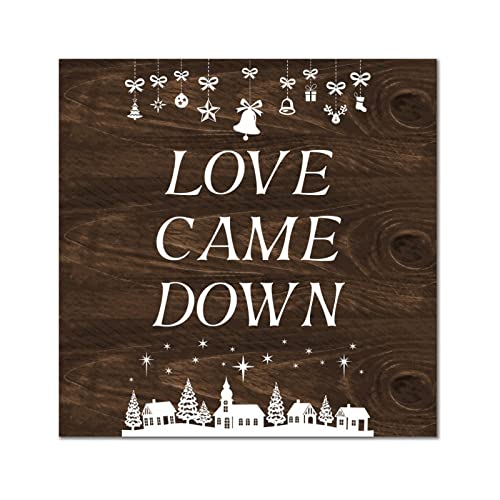 Décoration murale maison plaque en bois salon cuisine Love Came Down 35cm