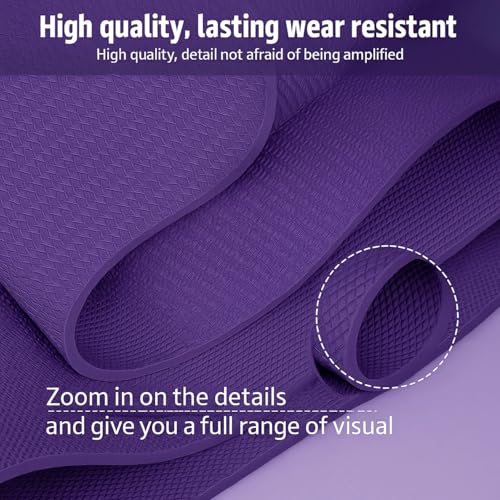 Image of Yoga Mat for Women and Men 4mm with Carry Strap EVA Material Extra Thick Exercise Mat for Workout Yoga Fitness Pilates and Meditation, Anti Tear Anti Slip For Home & Gym Use (Purple)