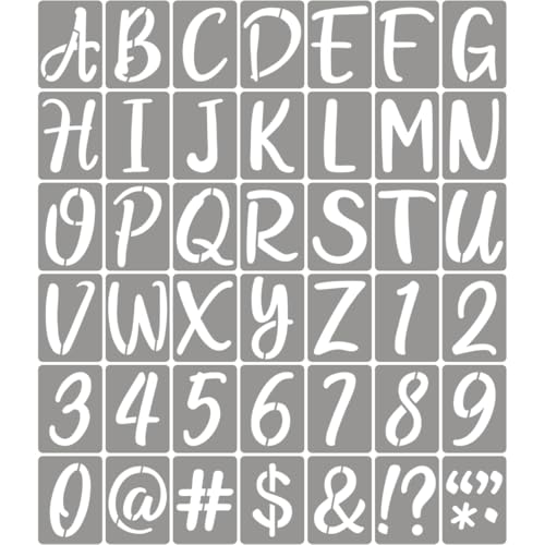 XANGEY 4 Inch Letter Stencils for Painting - 42 Pack Alphabet Letter Number Templates with Signs Reusable Plastic Alphabet Number Stencils for Chalkboard Fabric Rock Wood Crafts Painting