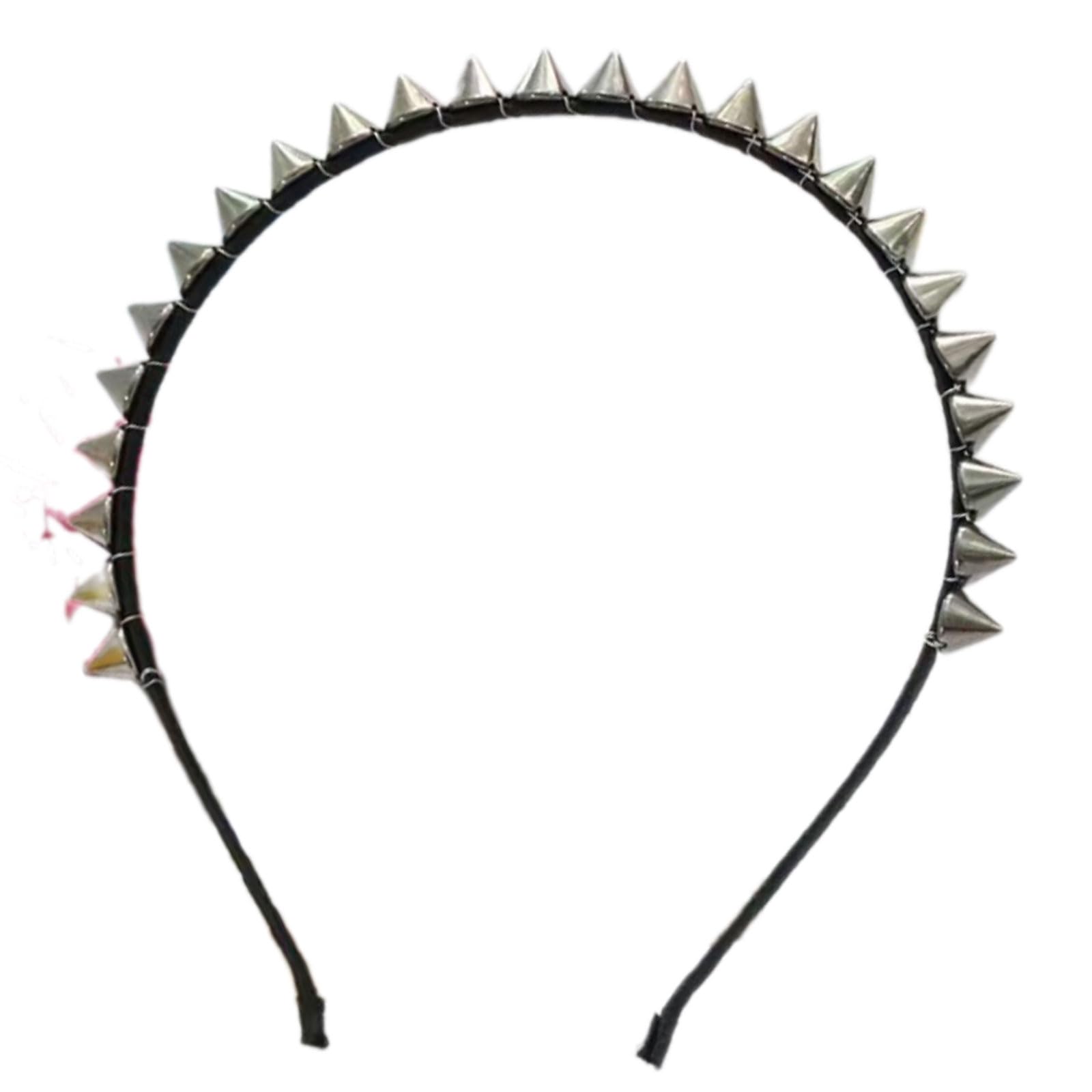 MICFENY Edgy Spiked Silver Headbands Unisex Punk Rock Hair Accessory For Concerts Daily Outfits