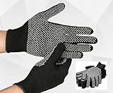 ITISMUNGO 6 Pairs Work Gloves For Work Purposes With Anti-Slip Grip Dots - Thin Breathable Cotton Gloves for Men & Women - Stretchy Cloth Gloves for Warehouse, Gardening & Woodworking (Black)