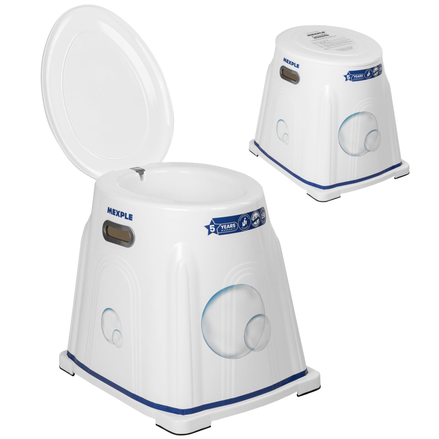 MEXPLE Xumo200 Portable Indian to Western Toilet Converter Commode Chair (5 Years Warranty) | Portable Western Heavy Duty Toilet Seat for Elderly Handicap Users | Foldable Bathroom Chair - White