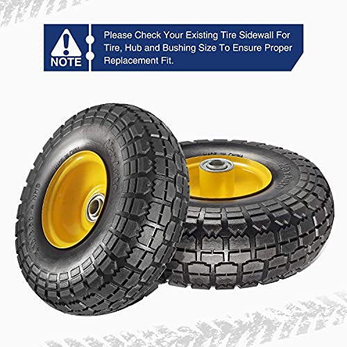 Maxauto 10 Inch Solid Rubber Tires 4.10 3.50-4 Flat Free Tire 4.10/3.50-4 Tire And Wheel, 2.25" Offset Hub, 5/8" Bearings, For Hand Truck, Trolley, Garden Cart, Lawn Mower, Garden Wagon, Wheelbarrow #TOP3