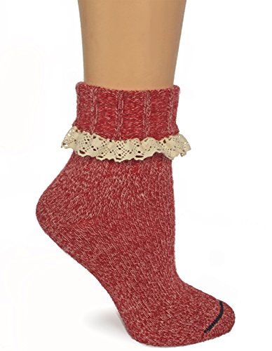 WARRIOR ALPACA SOCKS - Ladies Alpaca Wool, Lace Trimmed Ankle Socks3