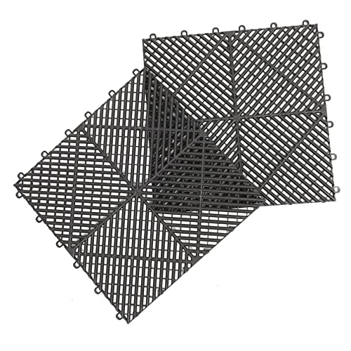 CIYODO Non-Slip Pool Deck Drainage Mat 2pcs Interlocking Tiles for Car Wash Shower Sauna Sports Areas