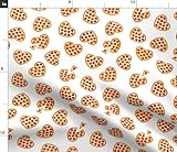 Spoonflower Fabric - Heart Pizza Valentines Day White Baby Boy Foodie Pepperoni Printed on Petal...