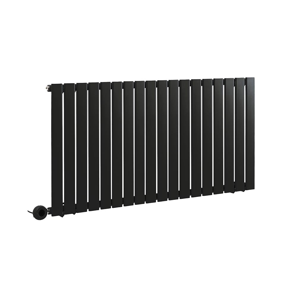MILANO 1000W Black Horizontal Single Flat Panel Electric Radiator 635x1190