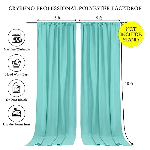Image of Turquoise Polyester Backdrop Curtains10 ft x 10 ft Photography Backdrop Drapes for Birthday Mermaid Party Decorations