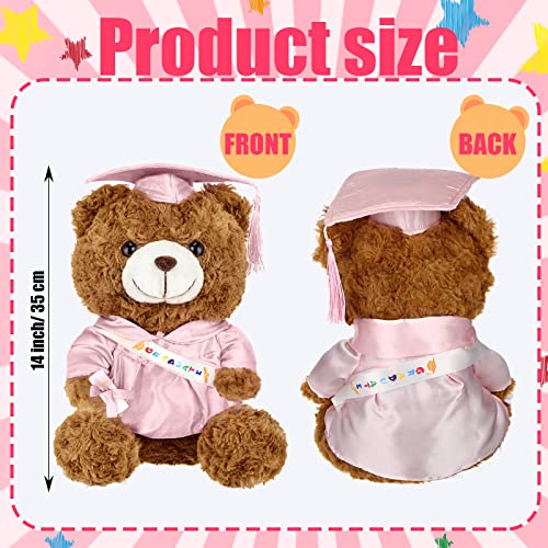 Hollowfly Graduation Bears 2026 Plush Stuffed Animal Bear with Gown Cap Tassel Set Cute Brown Graduate Gifts Stuffed Animal Doll Plush Toy for Party Supplies(13.8 Inch,Pink) by Hollowfly - Used condition - Image 2