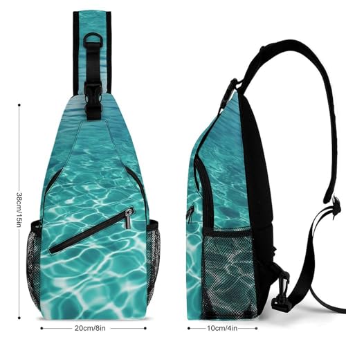 Mochila deportiva tipo sling azul para senderismo miniatura 2