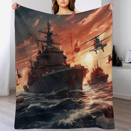 Couverture jeté flannel navire de guerre 150x200cm pour canapé - 2