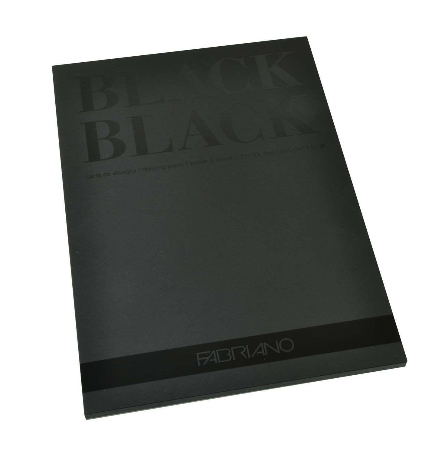 Honsell Fabriano 19100390 Black Pad Deep Black Paper with Matt Uncoated Surface 300 g/m² DIN A4 20 Sheets Ideal for Pastels Crayons and Markers