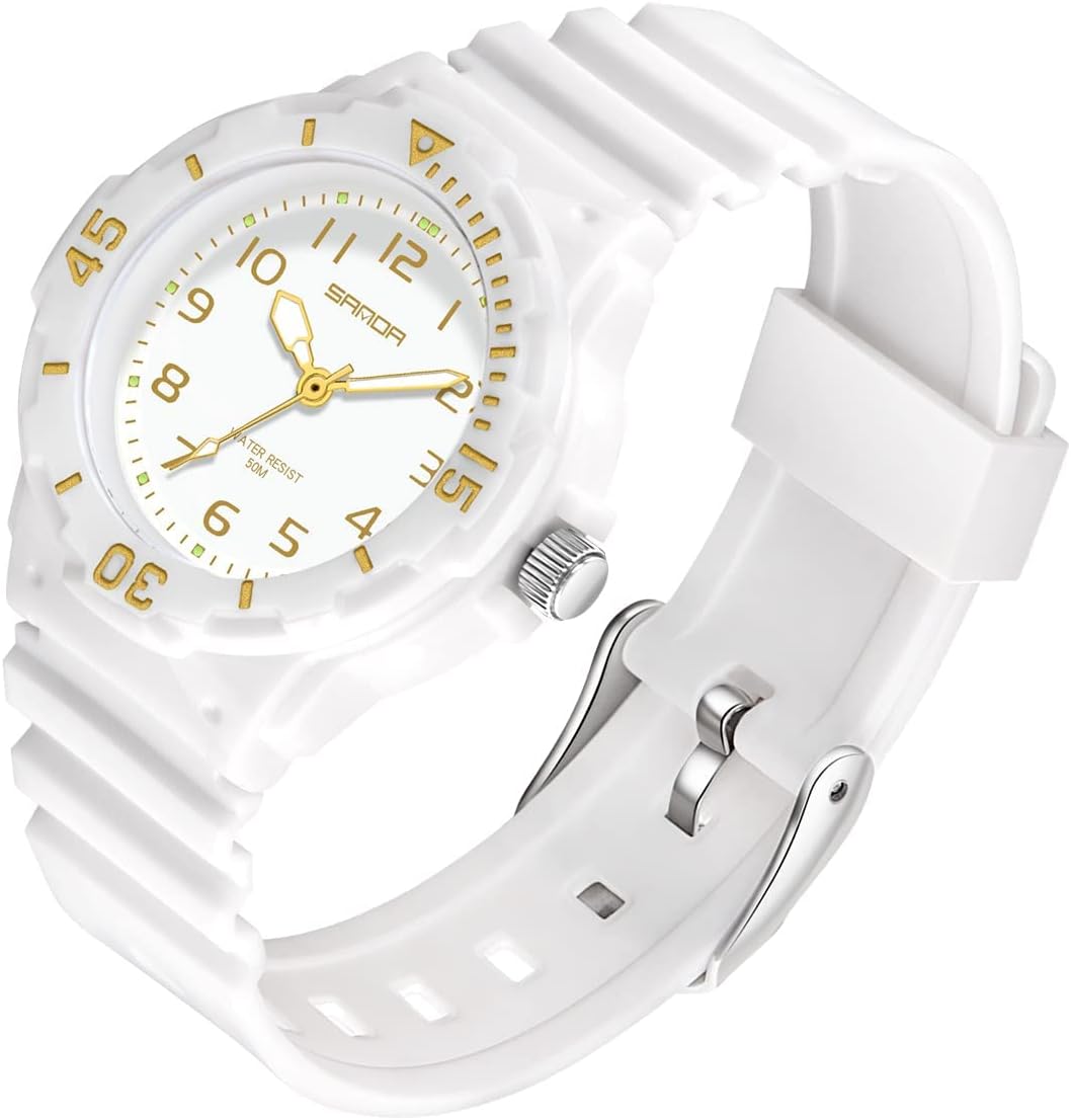 Lady Women S Watches White Sport Waterproof Watches Simple Nurse Casual Quartz Wristwatch With Rotating Bezel White Case Resin Band Watch For Ladies Girls Student Watches White Gold Clothing Shoes Jewelry Amazon Com