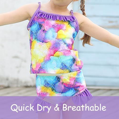 Image of BFUSTYLE Girls Swimsuit 3 Pieces Rash Guard Kids Long Sleeves Bathing Suit 3-8 Years Sun Proction Swimwear Tankini