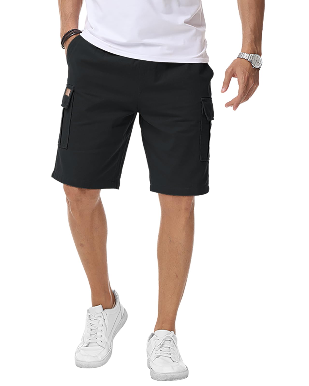 HMIYA Kurze Hosen Herren Cargo Shorts Baumwolle Bermuda Shorts Sommer Cargohose Herren kurz mit Taschen