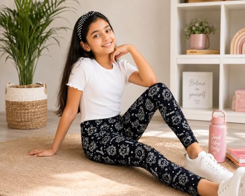 Image of BODYCARE Kids Girls Cotton Leggings | Soft Stretchable Pants, Playtime, Yoga & Casual Wear | Comfortable Elastic Waist Leggings for Toddler & Kids Girls