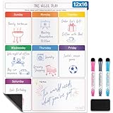 Magnetic Dry Erase Weekly Calendar for Fridge with Stain Resistant Technology - 16 x 12 in - Includes 3 Premium Markers and Big Eraser - Weekly Calendar Whiteboard - Refrigerator White Board Planner