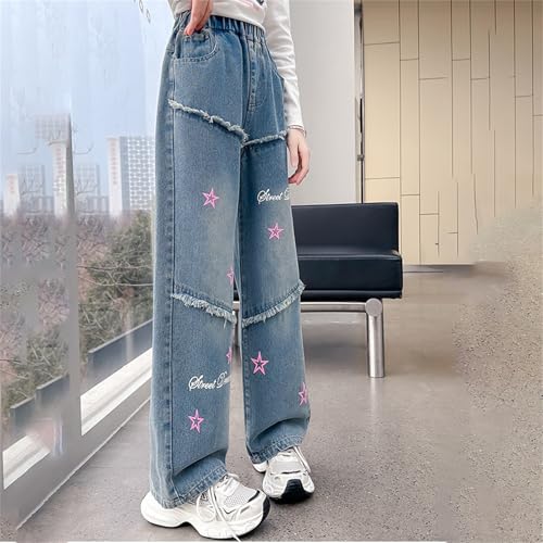 Girls Baggy Jeans Wide Leg Denim Pants Cute High Waisted Trousers Kids Casual Y2k Streetwear with Pockets2