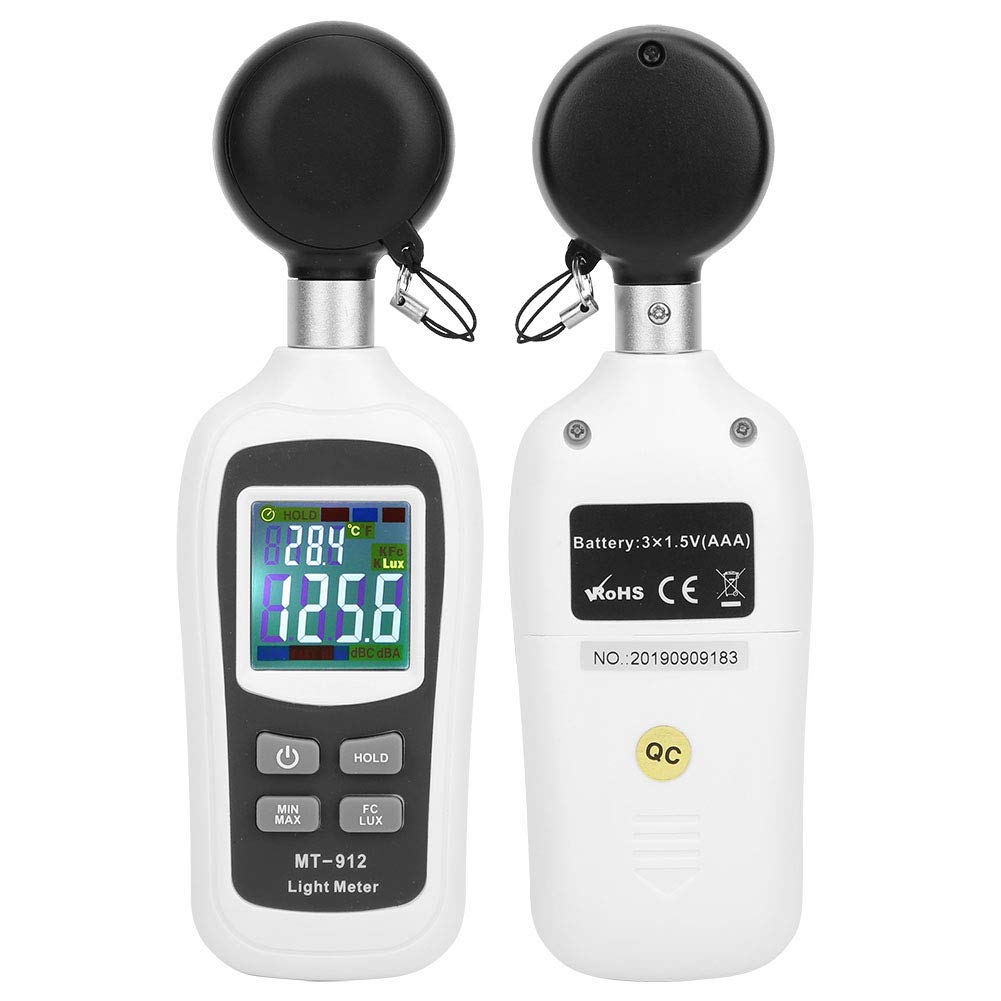 Misuratore di luce e temperatura digitale portatile da 0-20000 Lx ad alta precisione - Fotometro e luxmetro LCD a colori retroilluminato per la gestione della manutenzione