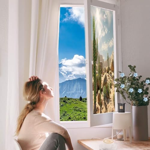 Vinilo Decorativo de Privacidad con Cactus Moderno 17.7x23.6 pulg miniatura 6