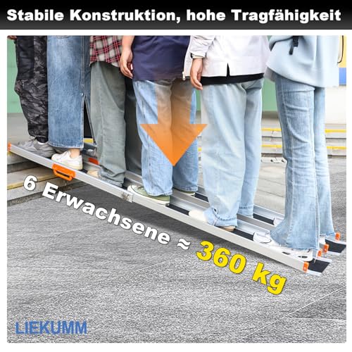 LIEKUMM 2 x 138–244 cm Rollstuhlrampe für Treppen, 300 kg Tragkraft Rollstuhlrampe für Rollstuhl & Scooter, Auffahrrampe für Türschwellen, Bordsteine, Stufen, Elektro-rollstühle, Fahrräder