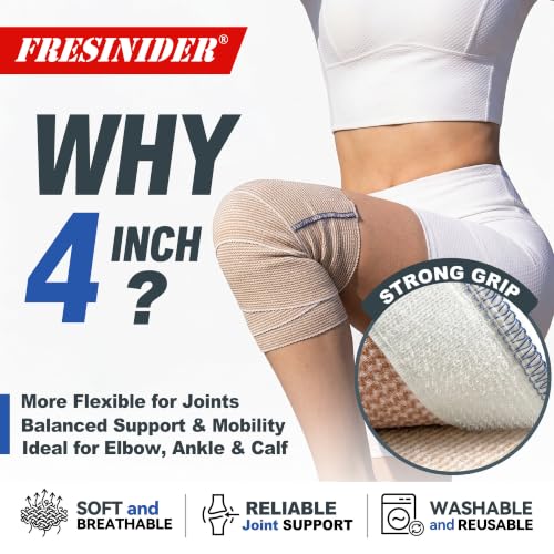 Image of FRESINIDER Premium Elastic Bandage Wrap 4 Inch, 8 Pack, Hook and Loop