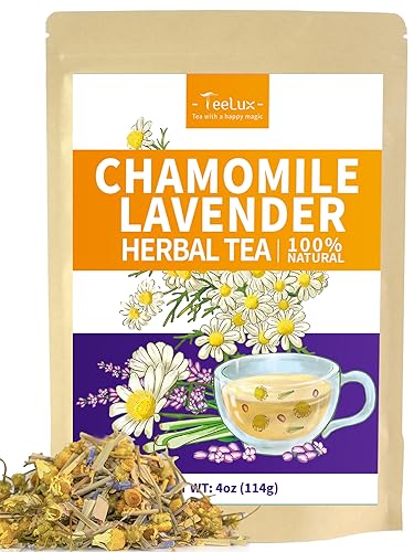 Image of TeeLux Chamomile Lavender Tea, Chamomile with Lavender and Lemongrass, Caffeine Free, Hot & Iced Tea, Soothing Aroma, 4oz