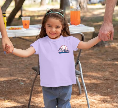 Image of FRYAID Toddler Baseball Sister Shirt Baby Girl Baseball Outfit Big Sister Shirt Birthday Girl T-Shirt Summer Cotton Tee Top