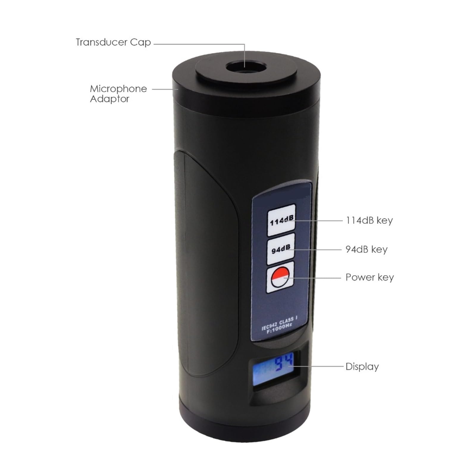Calibratore Digitale del Livello sonoro 94dB e 114dB per microfoni da 1/2 Pollice e 1 Pollice, Strumento Professionale di calibrazione dei Decibel del Rumore