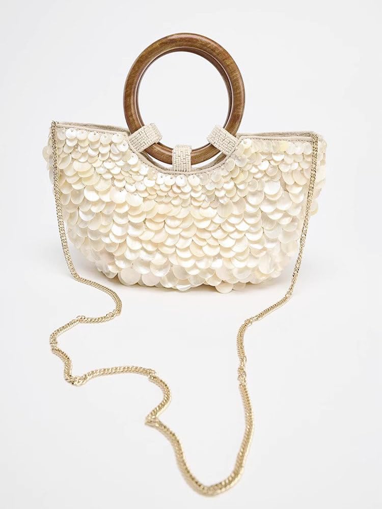 Shell Clutch Purse for Women Beaded Seashell Sequin Bag Summer Handbag Beach Vacation Essenticals