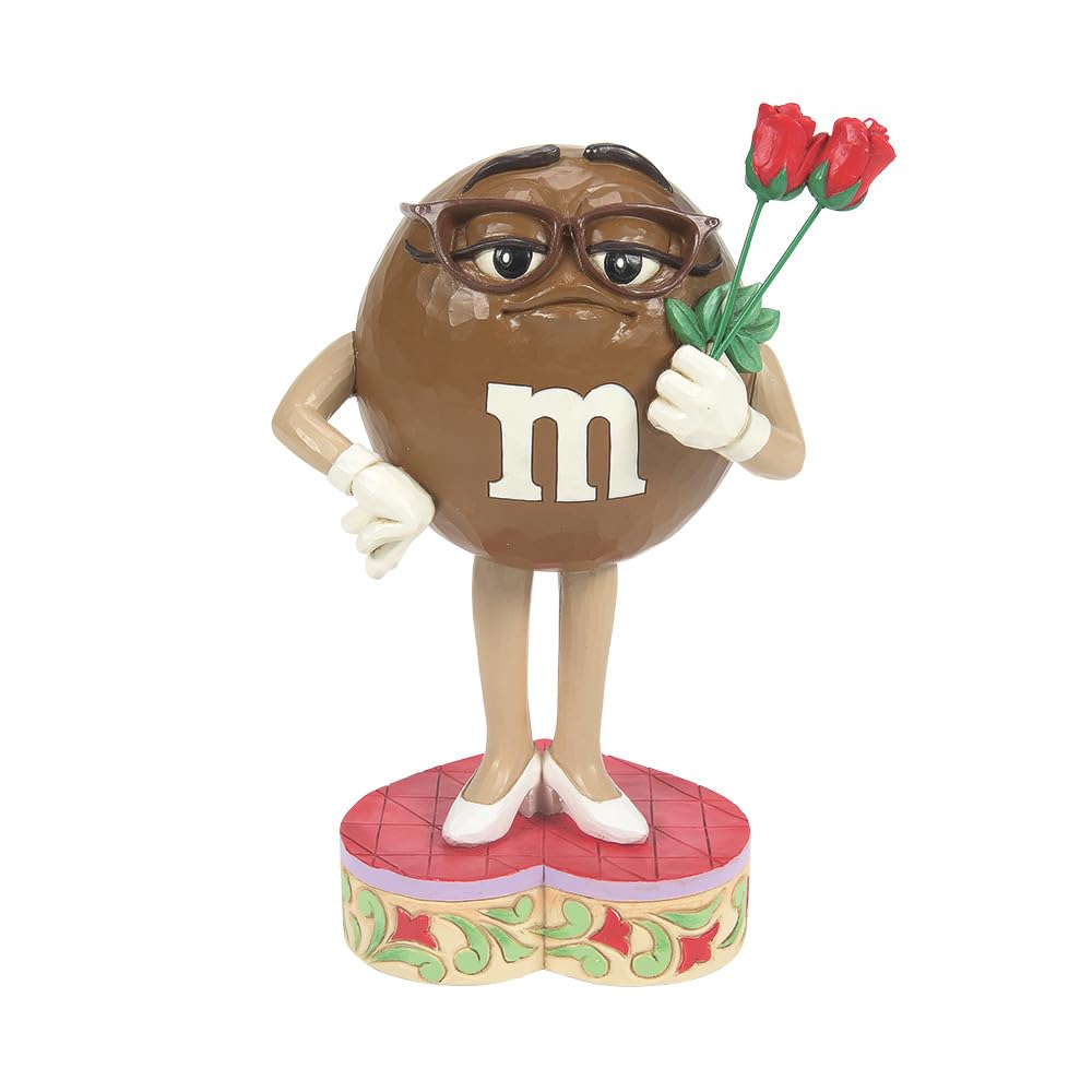 Figurine M&M Brown Enesco par Jim Shore en résine de 17 cm tenant des fleurs pour collectionneur