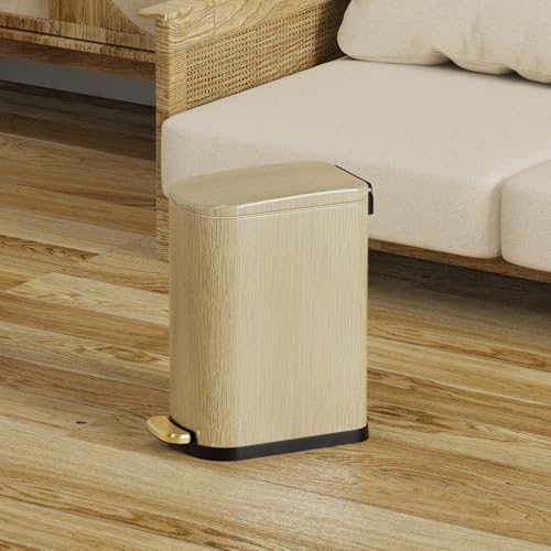 Cubo de basura de madera KdbK de 2.6 galones y acero con pedal para baño 3