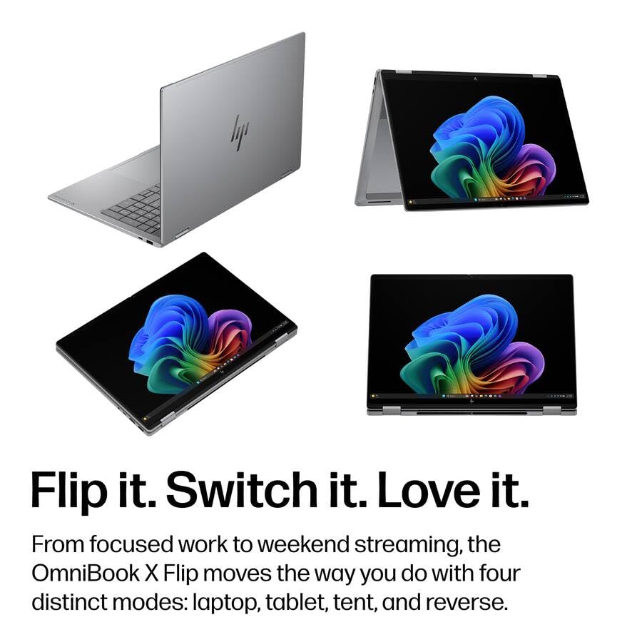 HP OmniBook X Flip 2-in-1 Laptop, 16" FHD+ OLED Touchscreen, AMD Ryzen AI 5 430 Up to 50 Tops(2026), 16GB LPDDR5X, 512GB SSD, Copilot+ AI, Backlit Keyboard, Wi-Fi 7, Bluetooth 6.0, Windows 11 Pro - image 2