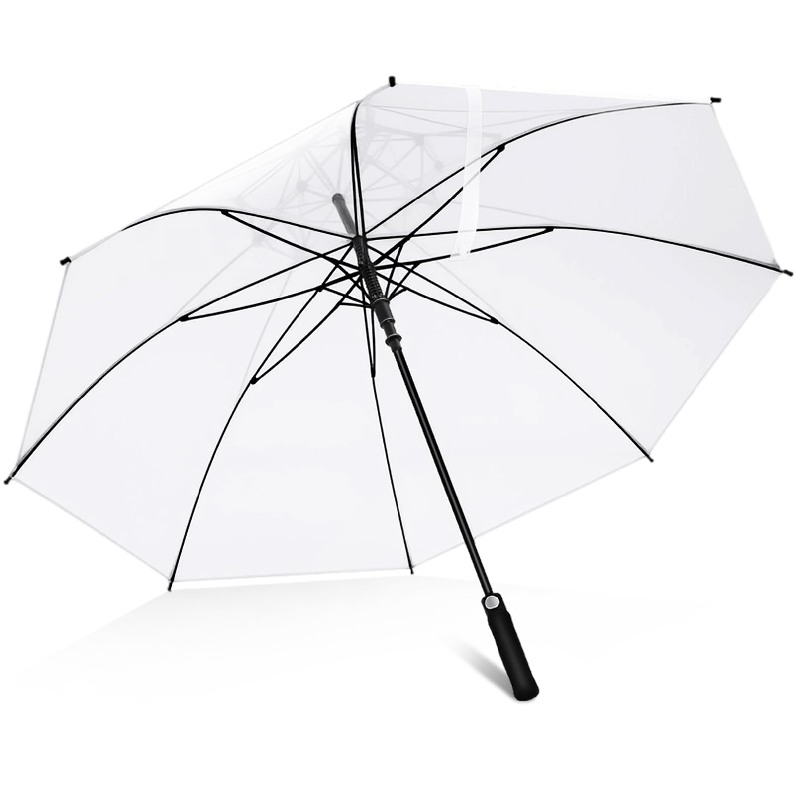 Jexine Extra Large Clear Golf Umbrella 60 Inch Oversized Automatic Open Stick Umbrella Transparent Waterproof for Adult Men Women Outdoor Sport Golf Play Weddings