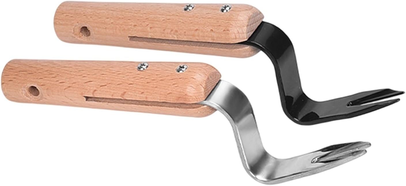 Garden Hand Weeder Wooden Handle Grassroots Weeding Deeper Digging Removal Cutter Puller Tool for Home Lawn Trimming Tools (Color : 2)