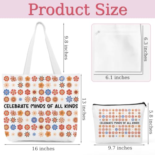 Bolsa de lona para concienciar sobre autismo con bolsillo interior miniatura 4