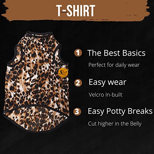 Image of Sage Square Funky Soft Material Dog T-Shirt | Cool /Funky Print Pet | Soft Light Weight | Comfortable & Breathable Dog Clothing | Trendy Vest Outfit (Leopard Print) (XLarge - 26inch)