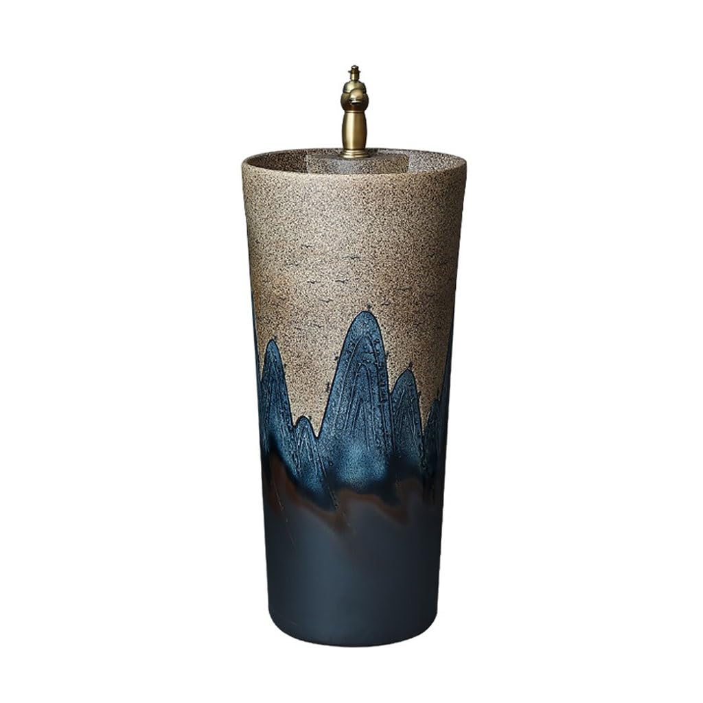 Bathroom Sink Creative Integrated Floor-Standing Pedestal Basin Balcony Courtyard Wash Basin Bathroom Wash Basin Bathroom Vanity