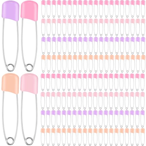 WILLBOND 100 Pcs Large Safety Pins for Clothes,with Bag, Pastel Colors