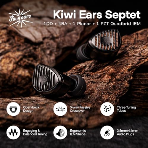 Image of Linsoul Kiwi Ears Septet in Ear Monitor, 1DD + 4BA + 1 Planar + 1 PZT Quadbrid IEM Earphones, HiFi Wired Earbuds, Gaming Earbuds with 3.5mm /4.4mm Modular Cable for Musicians Audiophiles