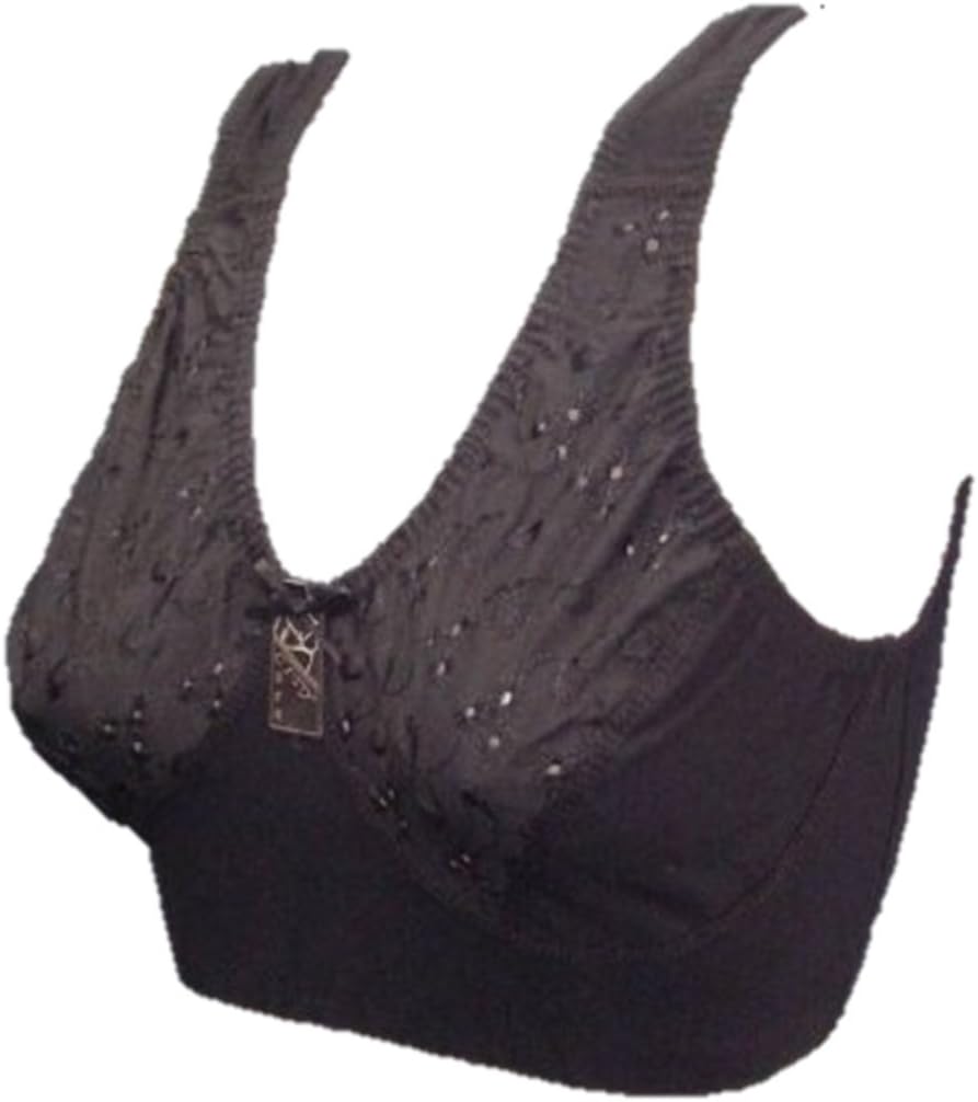 CITY BRAS Ultra comfort cotton overhead vest CROP TOP Black bra - All sizes (40C)