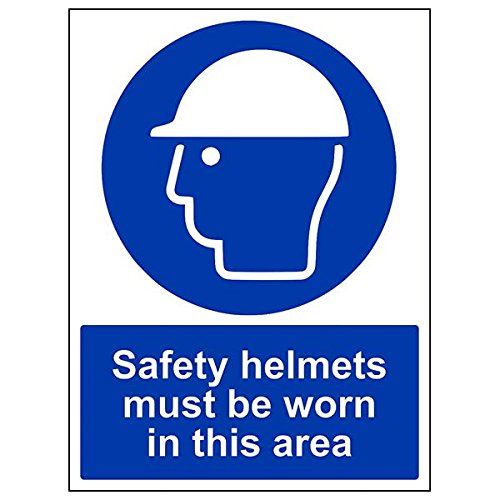 Vsafety 41004bc-r "casques de sécurité Doivent être Portés dans CE domaine" Sign, 300 mm x 400 mm (lot de 3)