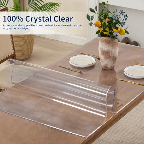 Image of 12 x 24 Inch Clear Table Cover Protector, 2mm Thick Clear Desk Mat, Plastic Table Cover, Vinyl Table Protector, Desk Mats on Top of Desks