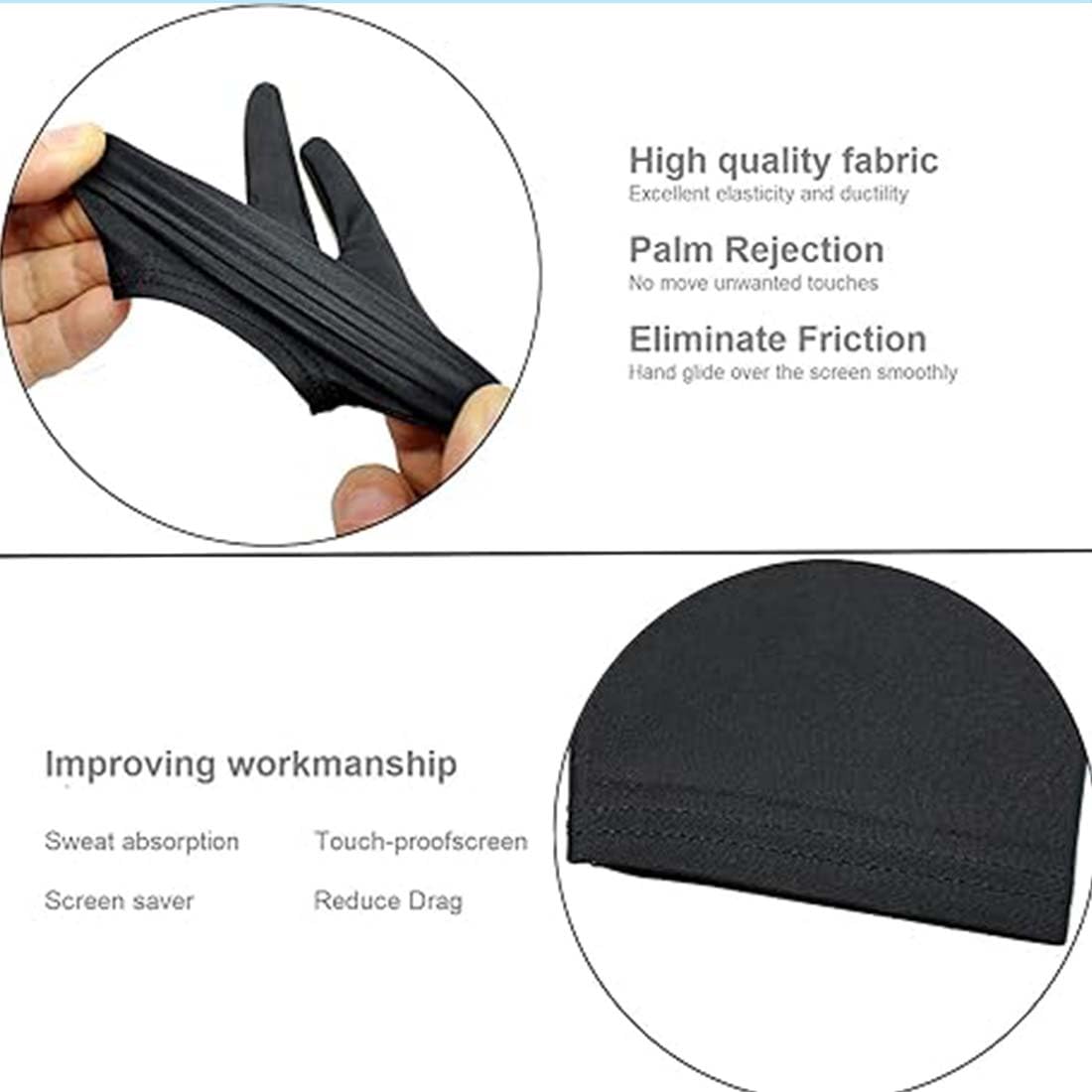3 Pezzi Drawing Gloves For Graphic Tablets, Elastic Windproof Glove For Graphic Tablets, Pen, Monitor, Antifouling, Drawing, Elastic, Suitable For Right And Left Hand, For Digital Artists