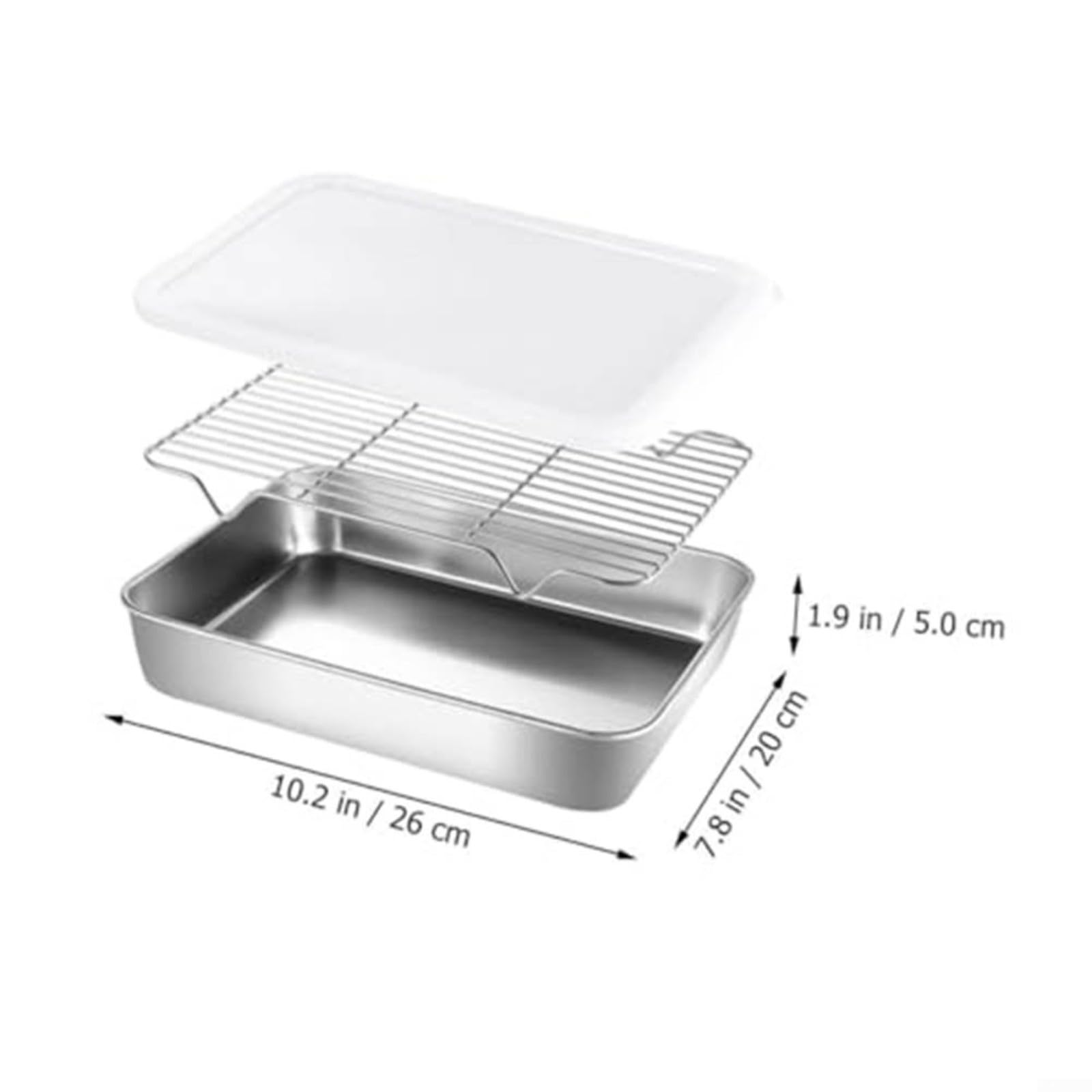 Bac de récupération en acier inoxydable avec tamis et couvercle, 26 x 20 x 4 cm, séparateur de graisse pour friteuse, passe au lave-vaisselle, filtre à huile pour égoutter les friteuses (petit)