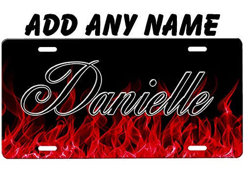 onestopairbrushshop Red Flames License Plate onestopairbrushshop Red Flames License Plate
