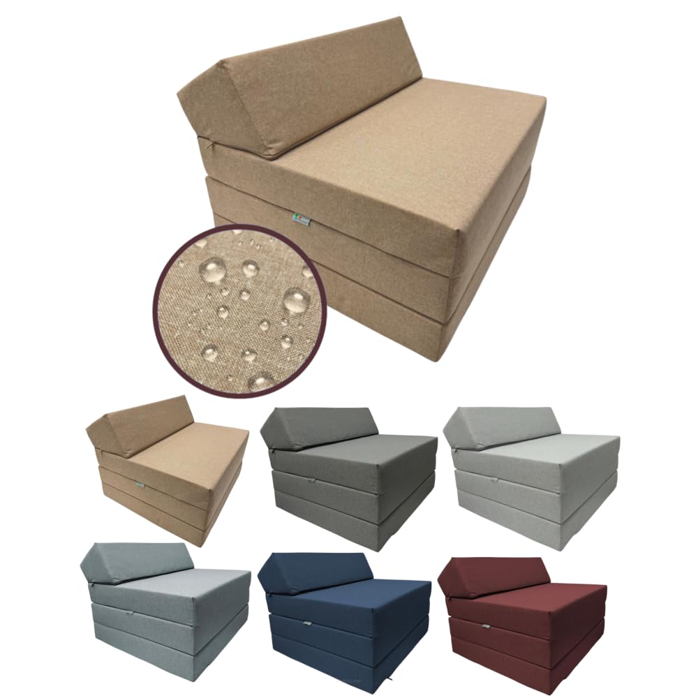 FORTISLINE Campingmatratze 200x70x10 cm mit Kopfteil - Faltbare Klappmatratze für Wohnwagen, Wohnmobil und Caravan, 3-teilig, wasserabweisend, Reisematratze, Gästematratze, Oeko-TEX