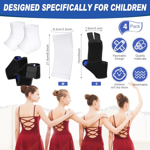 Image of Tarpop 2 Pairs Kids Ankle Brace Set Foot Support Stabilizer Wraps Protector Guard Knitted Ankle Sleeve Sock Support Compression Socks for Injury Prevention(Black,White,Medium)