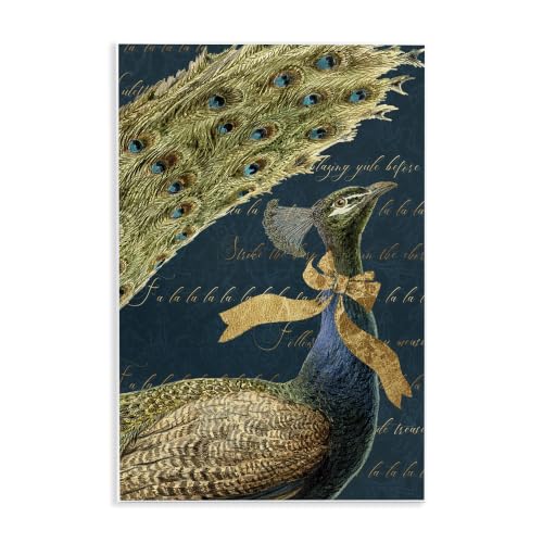 Exotic Peacock Vintage, 10 x 15 Inch Mounted Print on Wall Plaque
